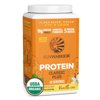 Thumbnail for Clean Vegan Protein Powder Vanilla | Organic Protein Powder Plant Based Formula with 5 Superfood Blend Sprouted & Fermented | Non-GMO Low Carb Soy Dairy & Gluten Free (Vanilla, 30 Servings)