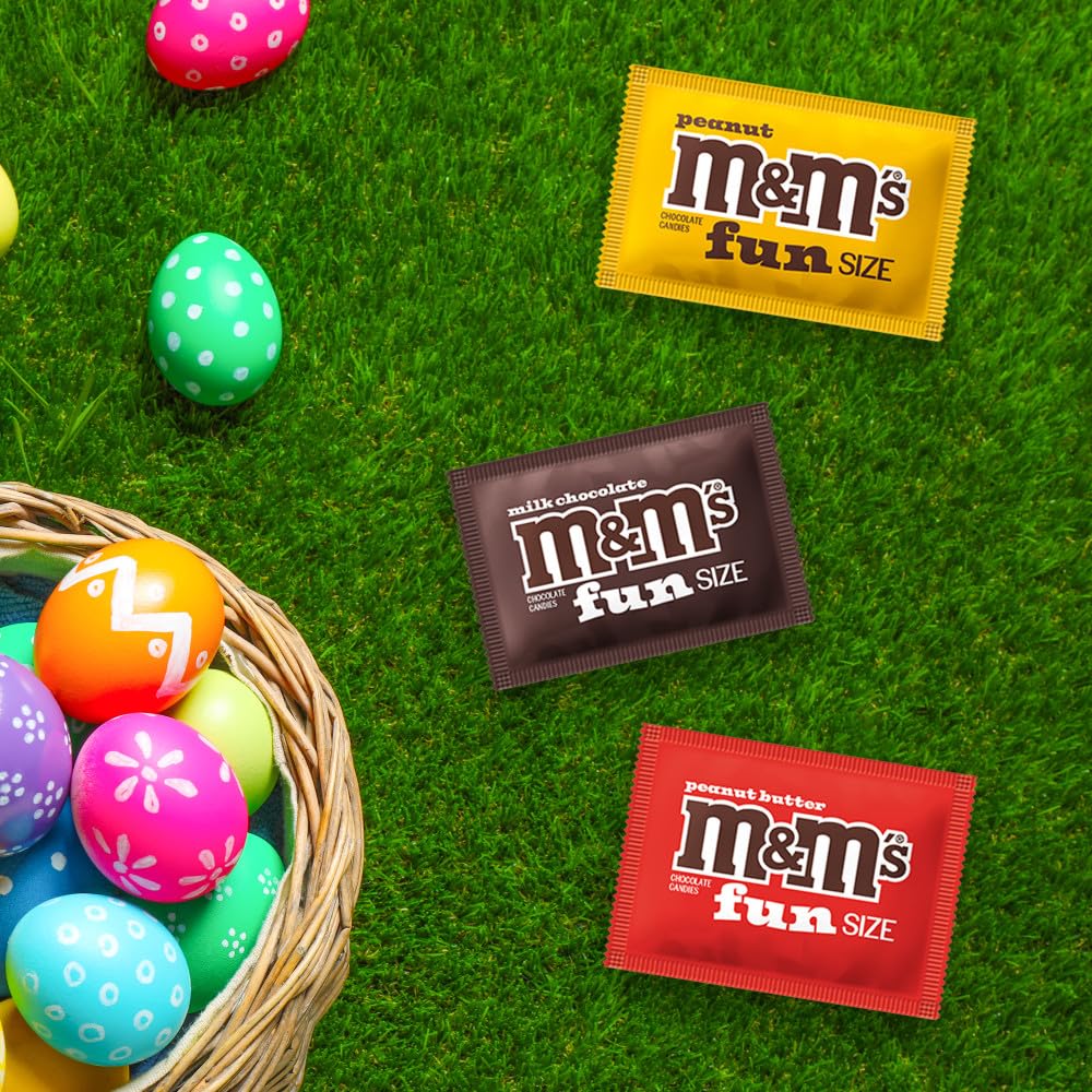 M&M'S Milk Chocolate, Peanut & Peanut Butter Easter Fun Variety Pack, Party Size, 19.41 Oz Bulk Candy Bag (1.36 Pounds)