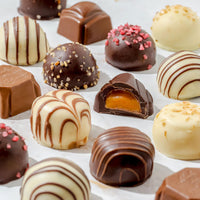 Thumbnail for Chocolate Gift Basket, Belgium Truffle Candy Food Arrangement Platter, Gourmet Snack Box, Fathers Day, Corporate Him and Her, Men Women Family Parties, Bonnie and Pop