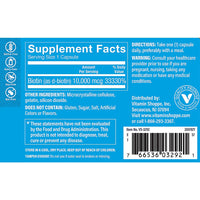 Thumbnail for The Vitamin Shoppe Biotin 1,000MCG - Hair Growth, Skin Health & Nail Strength Support, High Potency B Vitamin (120 Capsules)