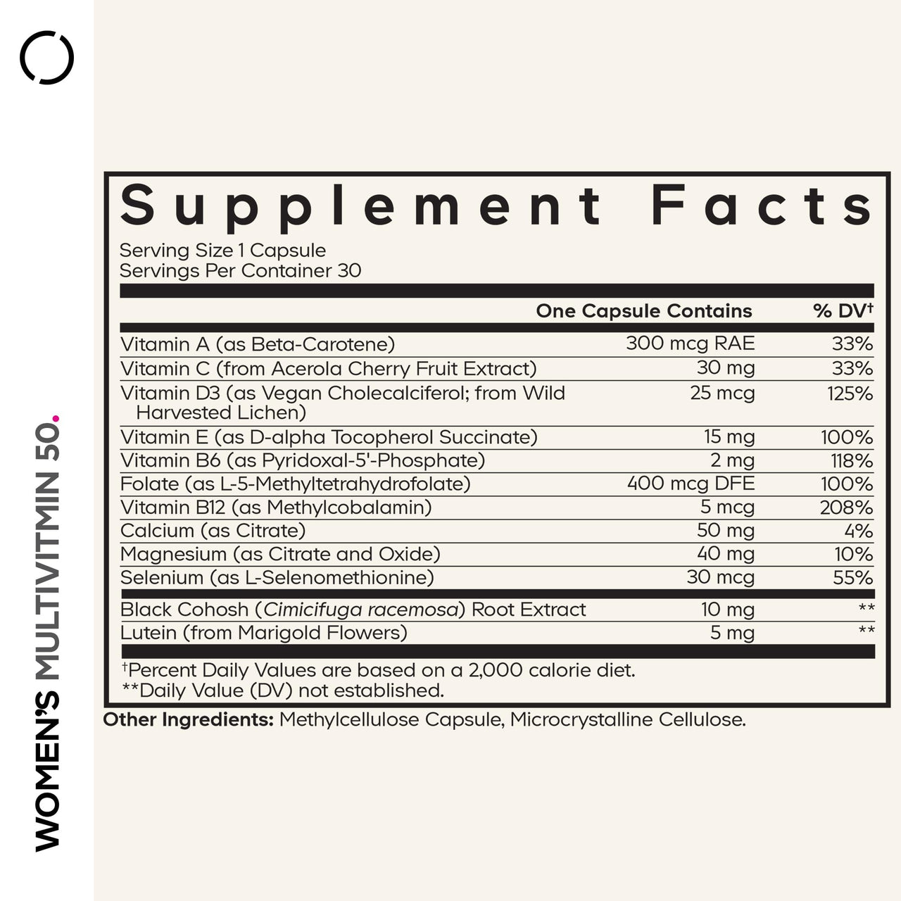 Codeage Women’s Multivitamin 50 - Essential Vitamins for Women Over 50, Methylated Folate, Magnesium, Selenium, Vitamin B6, B12, D3 Antioxidants - 1 Pill Per Serving - Gluten-Free - 30 Capsules