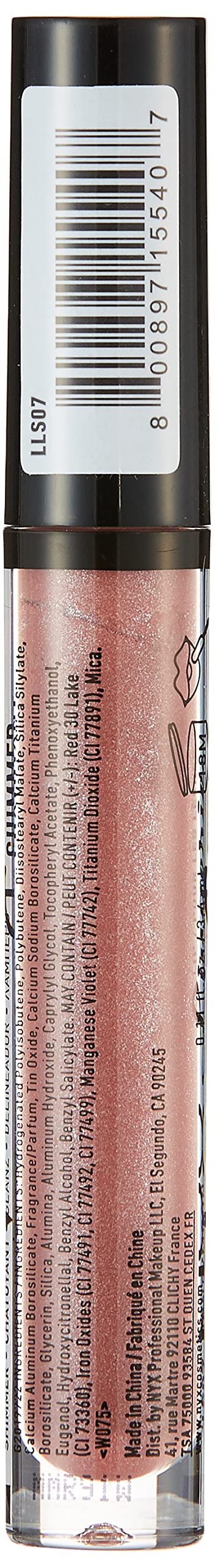NYX PROFESSIONAL MAKEUP Lip Lingerie Shimmer, Lip Gloss - Honeymoon, Mauve Pink