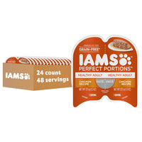 Thumbnail for IAMS Perfect Portions Sensitive Digestion & Skin Wet Cat Food Pate, Healthy Adult Grain Free Pate, Chicken Recipe, 2.6 oz. (24 Twin Packs)