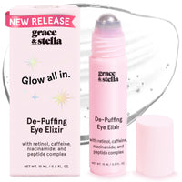 Thumbnail for grace & stella Under Eye Brightener Roller - Airplane Travel Essentials - Travel Size Toiletries - Retinol & Caffeine Eye Serum for Puffiness, Dark Circles, Wrinkles - Vegan Skincare (15ml / 0.51floz)