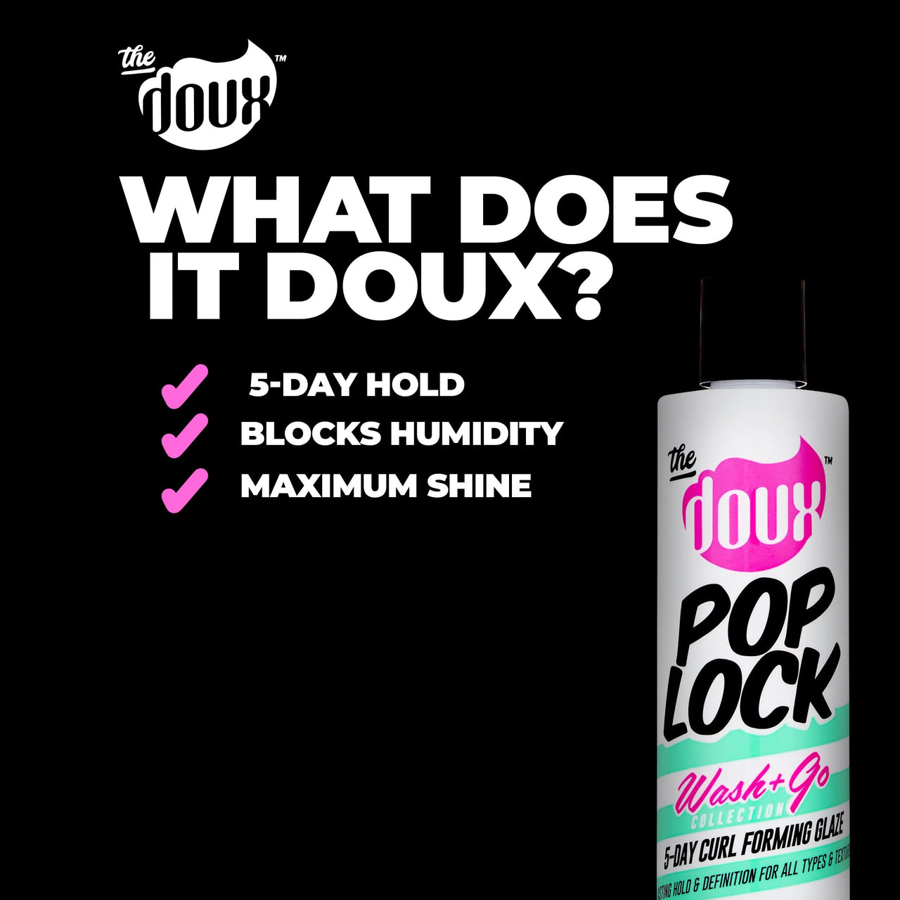 The Doux POP LOCK 5-Day Curl Forming Glaze for Natural Hair – Anti-Humidity Gel with Honey & Argan Oil – Curly Hair Styling Gel for Shine, Frizz Control, and Long-Lasting Curl Definition