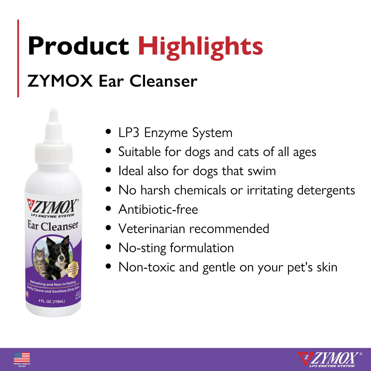 Zymox Ear Cleanser Solution for Dogs and Cats, 4oz