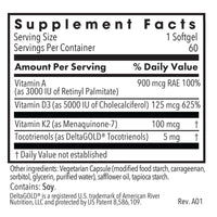 Thumbnail for Allergy Research Group Vitamin D3 Complete 5000 - Delivers 125 mcg Vitamin D3 - with Vitamin A & K2 - Supports Bone Strength, Immune Balance & Healthy Mindset - 60 Servings - 60 Capsules