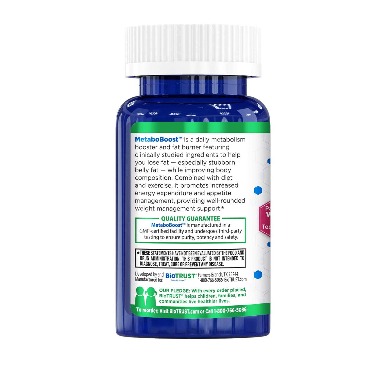 BioTrust MetaboBoost Weight Loss Supplement - Appetite Suppressant | Calorie Fat Burner | Metabolism Booster - Clinically-Studied Diet Pills with Berberine for Holistic WeightLoss Support- 60 Capsules