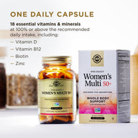 Thumbnail for Solgar One Daily Women's Multi 50+ Whole Body Support for Women 50 and Older - Highly Absorbable Heart, Bone & Breast Health, Energy, Stress, Hair Skin & Nails Multivitamin, 60 Vegan Capsule Servings