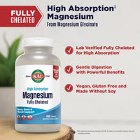 Thumbnail for KAL Magnesium Glycinate Tablets, Fully Chelated, High Absorption Formula with Magnesium Bisglycinate Chelate for Nerve, Muscle & Bone Health Support, Vegan, Gluten Free, Value Size, 240 Tablets