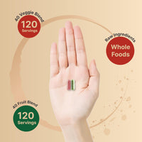 Thumbnail for Fruit and Veggies Supplement – 480 Total Vegetarian Capsules | Balance of Natural 40 Whole Fruits & Veggies Blend | Fresh Superfood Formula with Vitamins and Minerals – Non-GMO