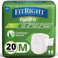 Thumbnail for FitRight Extra+ Adult Diapers, Disposable Incontinence Briefs, Leak-Proof Diaper, Absorbent Briefs For Men and Women, Maximum Protection, Medium, 32 – 44 in, 20 briefs per bag