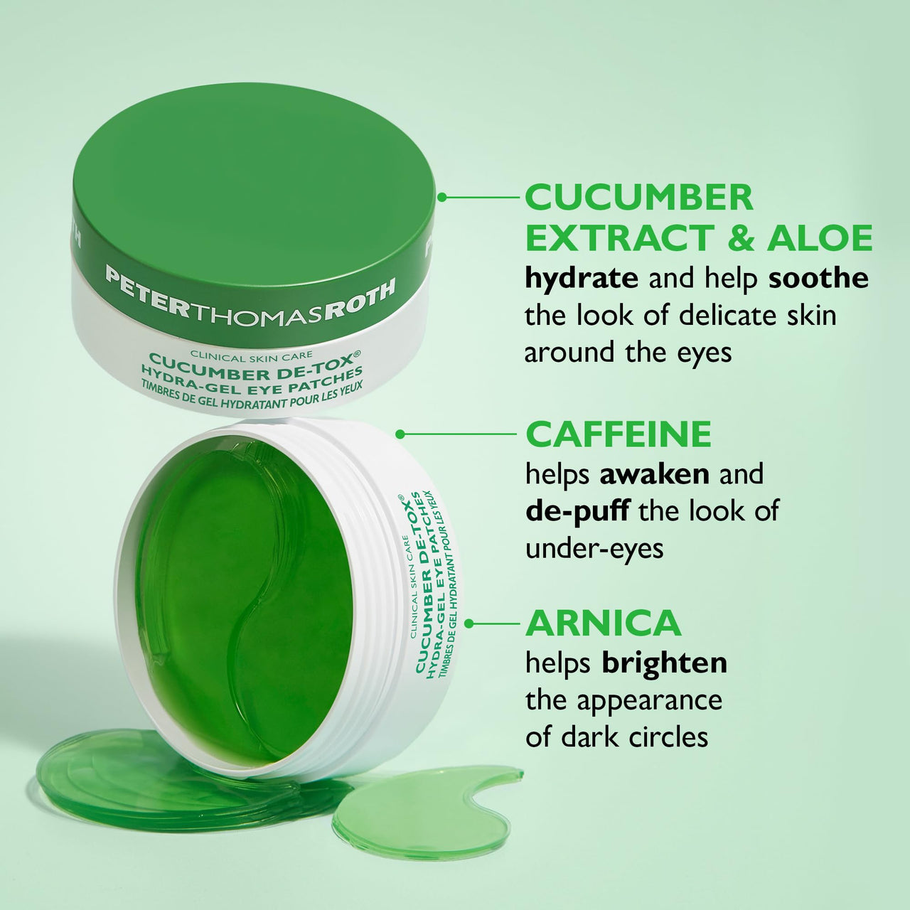Peter Thomas Roth | Cucumber De-Tox® Hydra-Gel Eye Patches | Cucumber Extract Eye Mask Patches for Puffiness and Dark Circles