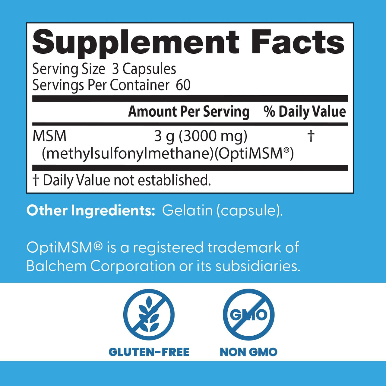Doctors Best MSM, Supports Hair, Skin, Nails, & Joints, Non-GMO, Gluten Free, 3000 mg Per Serving, 180 Capsules