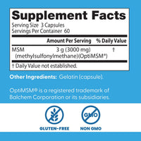 Thumbnail for Doctor's Best MSM Supplement Capsules for Men & Women - Supports Hair, Skin, Nails, Joint Health & Mobility, 3000 mg Per Serving, Delivers Beneficial Sulfur w/OptiMSM, Gluten Free, Non GMO - 180 Caps