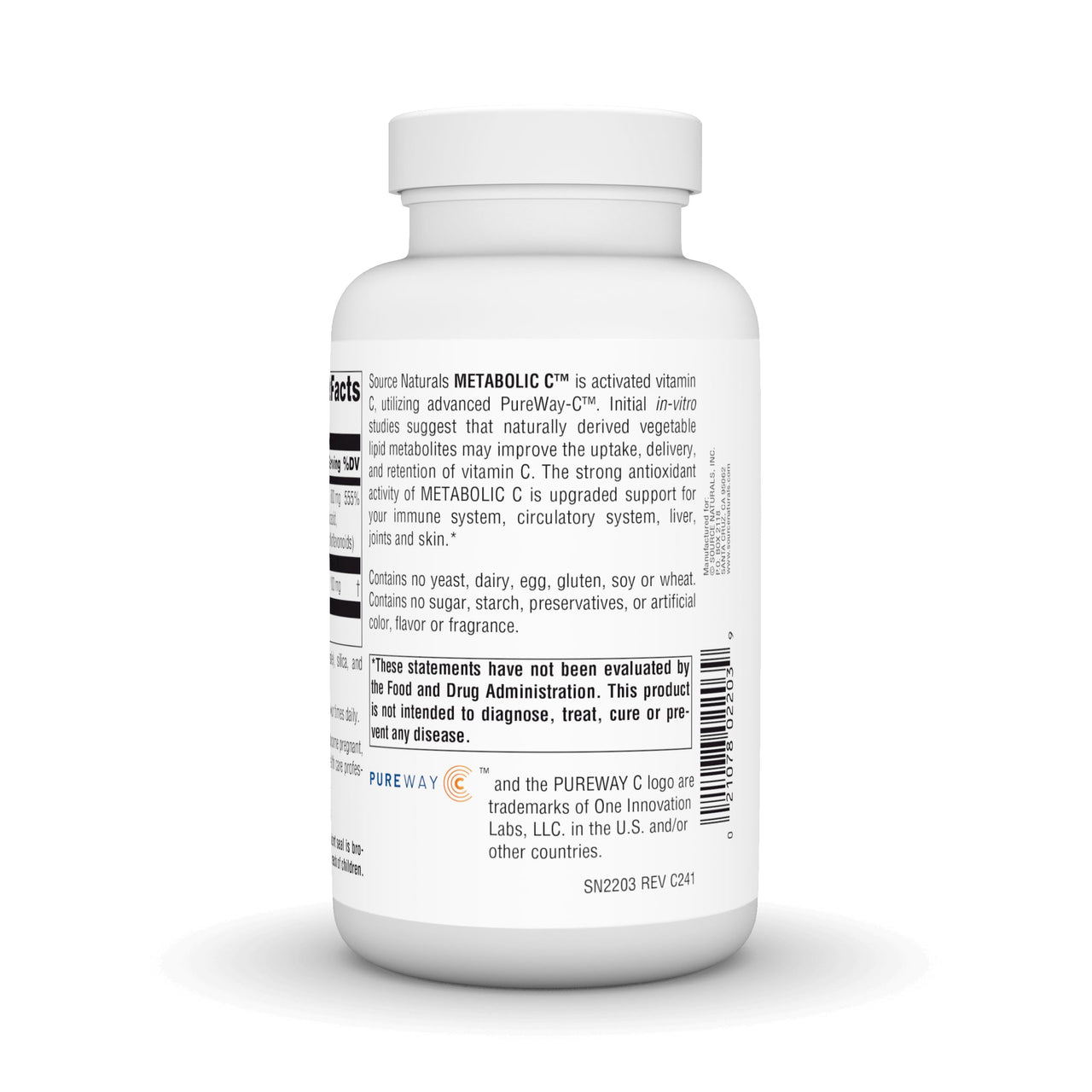 Source Naturals Metabolic C 500 mg Vitamin C - 180 Capsules