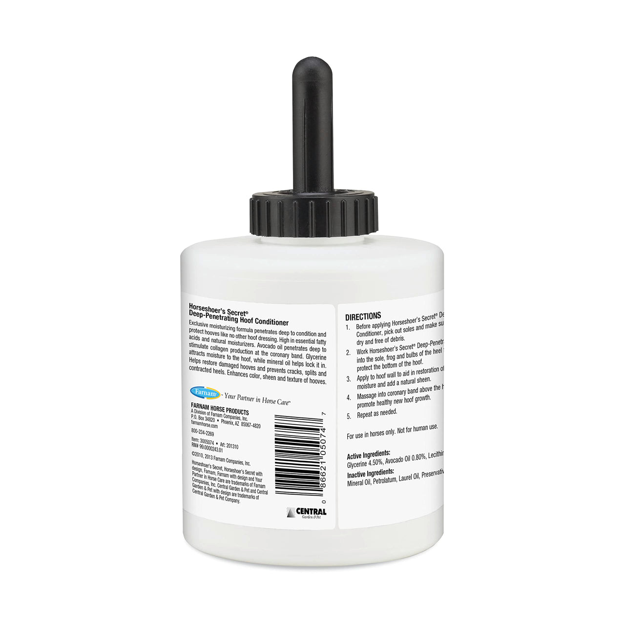 Farnam Horseshoer's Secret Deep-Penetrating Hoof Oil for Horses, Conditions Dry Hooves, Prevents Cracks, Splits & Contracted Heels, Contains Avocado, Glycerine & Mineral Oils, Fast Absorbing, 32 Oz