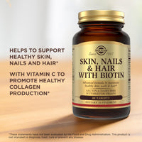 Thumbnail for Solgar Skin, Nails & Hair with Biotin - 60 Tablets - with Vitamin C to Promote Healthy Collagen Production - 30 Servings