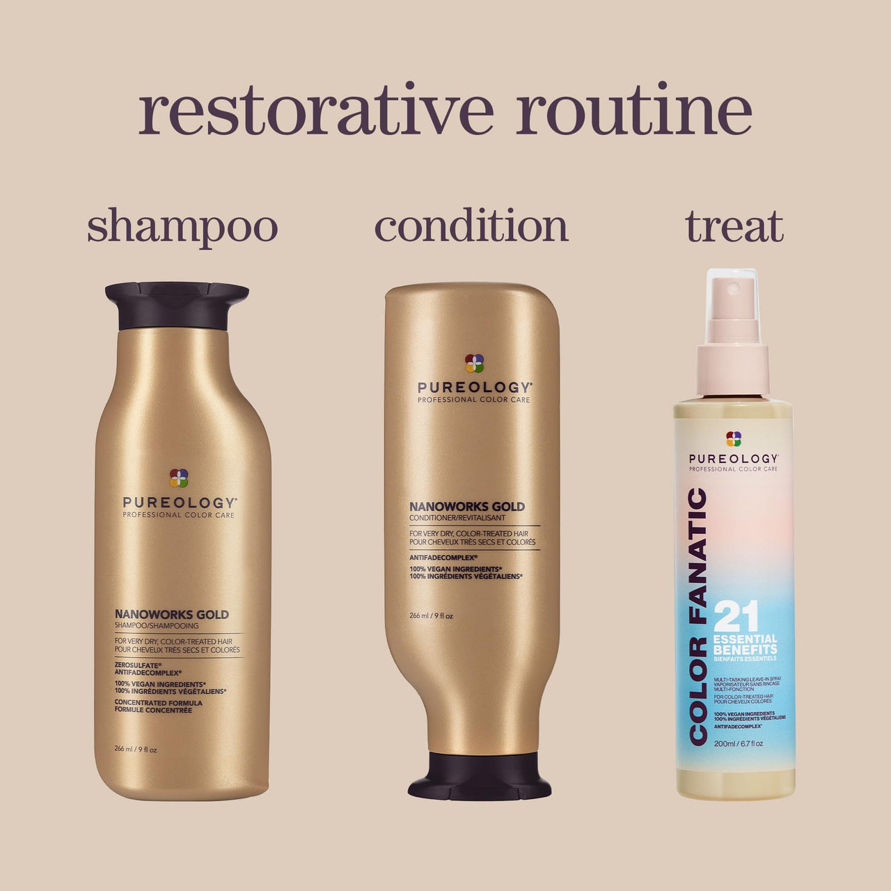 Pureology Nanoworks Gold Shampoo | For Very Dry, Color-Treated Hair | Renews Softness & Shine | Sulfate-Free | Vegan