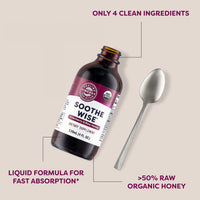 Thumbnail for Vimergy Soothe Wise* – USDA Certified Organic – Immune Support with Elderberry & Honey – 24 5mL (1 TSP) Servings (940 mg Extract Per Serving) – Vegan, Paleo-Friendly, Gluten-Free (120 mL)