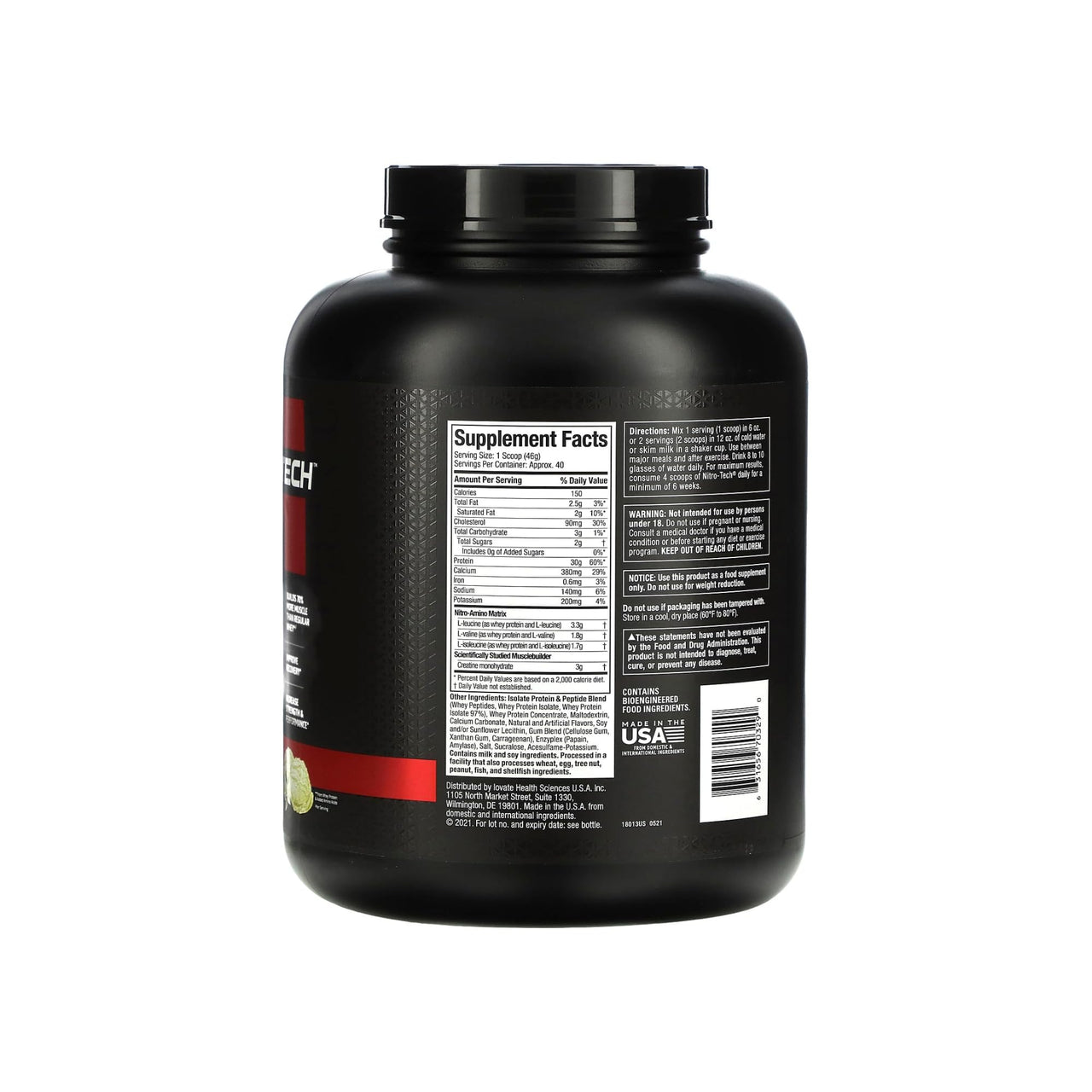Muscletech Whey Protein Powder (Vanilla Cream, 4 Pound) - Nitro-Tech Muscle Building Formula with Whey Protein Isolate & Peptides - 30g of Protein, 3g of Creatine & 6.6g of BCAA