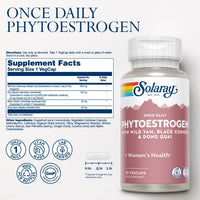 Thumbnail for SOLARAY Once Daily Phytoestrogen - Phyto Estrogen Supplement for Women with Black Cohosh, Dong Quai, Wild Yam, Soy Isoflavones - Women's Health Support - 60-Day Guarantee, 30 Servings, 30 VegCaps