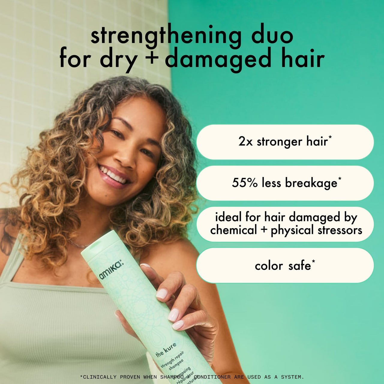 amika the kure strength repair shampoo, 500ml