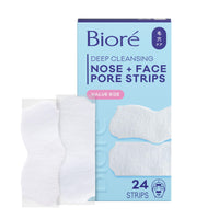 Thumbnail for Bioré Nose+Face Blackhead Remover Strips, Deep Cleansing Strips for Nose, Chin, or Forehead, Instant Blackhead Removal and Pore Unclogging, Oil-free, Non-Comedogenic Use, Value Size 24 Count