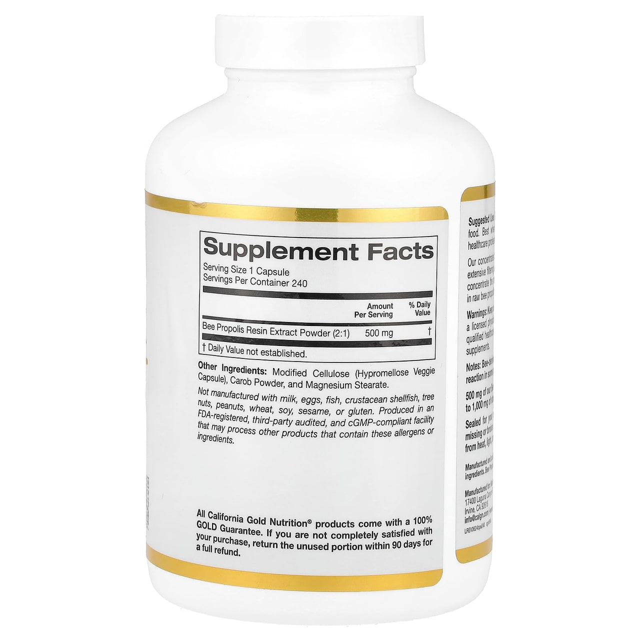 California Gold Nutrition Bee Propolis 2X Potency, Concentrated Extract 500 mg, Equivalent to 1000 mg of Natural Propolis, Support Immune Health & Vitality*, 240 Veggie Capsules