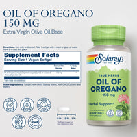 Thumbnail for Solaray Oil of Oregano Softgels - Oregano Oil Capsules with Carvacrol, Pure Extract, Extra Strength Formula, 150 mg Per Capsule - 60 Vegan Softgels