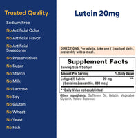 Thumbnail for Puritan's Pride Premium Lutigold Lutein Carotenoid 20mg with Zeaxanthin for Men and Women, Dietary Supplement for Eye Health Support, 8 Month Supply, 120 Easy-to-Swallow Softgels, 2 Pack