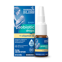Thumbnail for Mommy's Bliss Baby Probiotics + Vitamin D Drops, Supports Digestive Health & Immune Function*, 400IU Vitamin D , Supports Bone Development*, Newborns+, Flavorless, 0.34 Fl Oz (30 Servings)