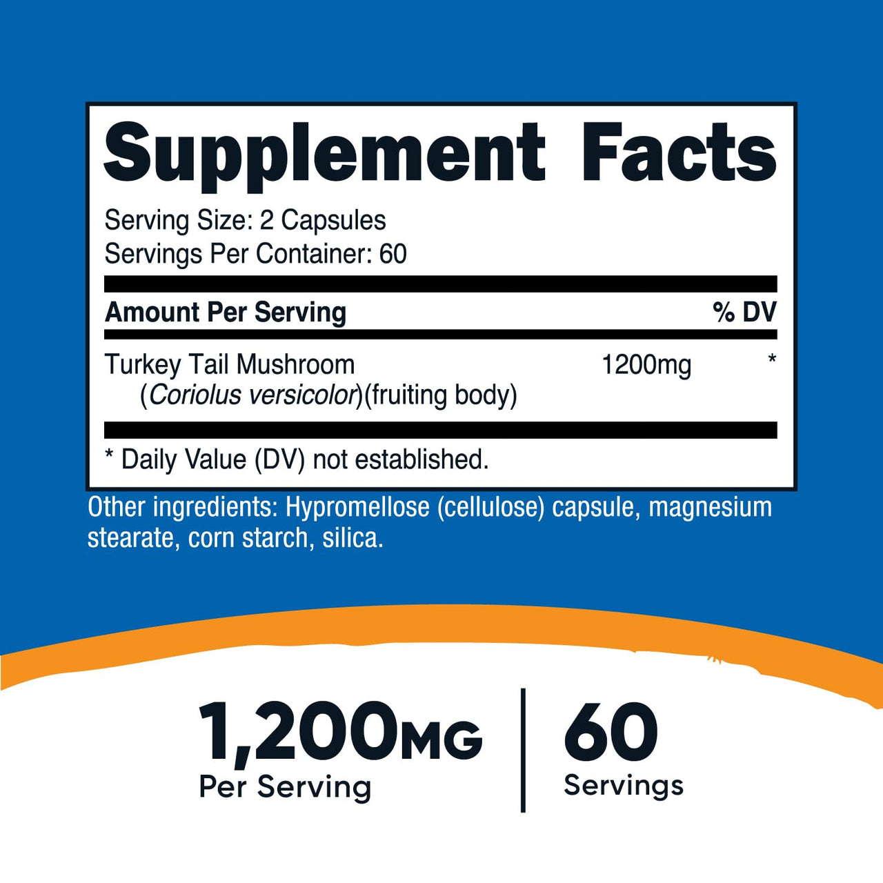 Nutricost Turkey Tail Mushroom Capsules 1200mg, 60 Servings (120 Capsules) - Gluten Free, Non-GMO, and Vegetarian Friendly