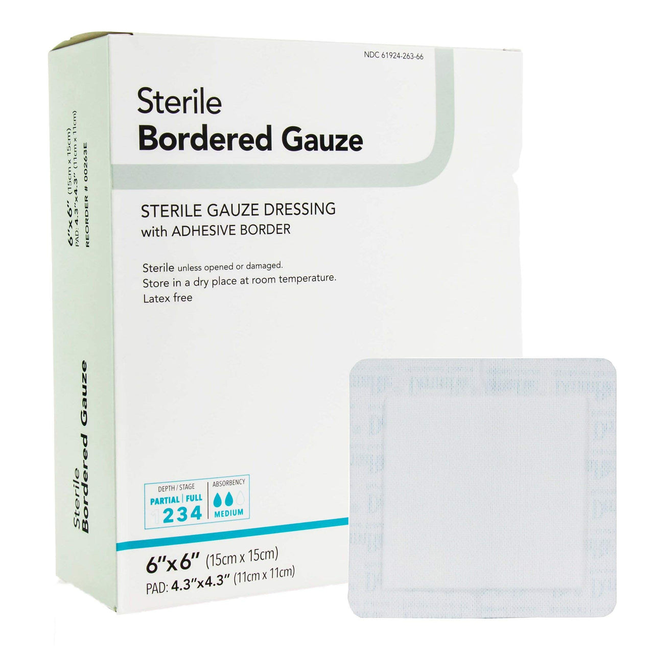 DermaRite's Sterile Bordered Gauze Dressing with Adhesive Border - Flexible Non-Linting Material, First-Aid, Individually Packaged - 6 in. x 6 in., 1 Count, 25 Packs, 25 Total