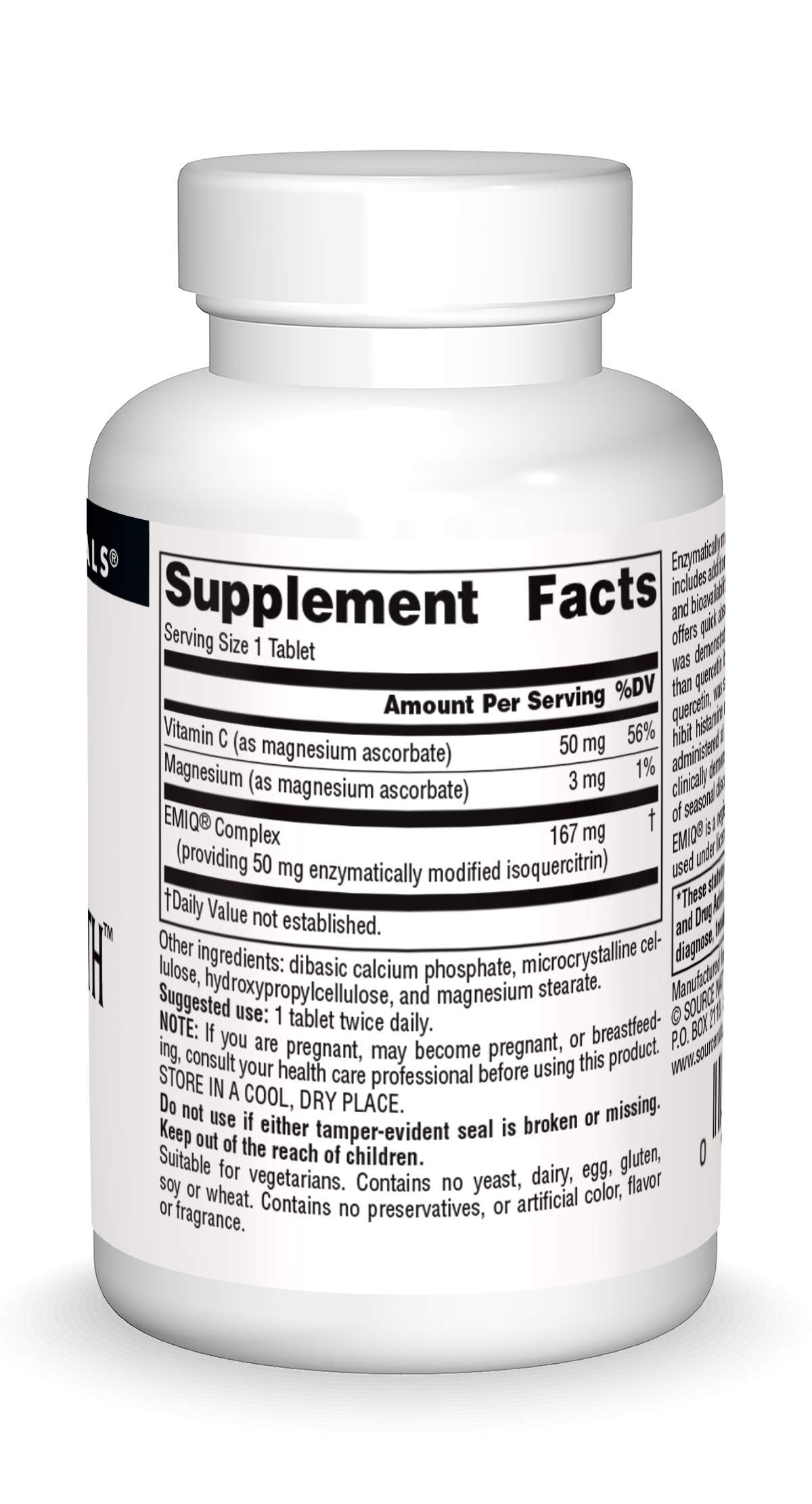 Source Naturals AllerStrength Fast-Acting Seasonal Immune Support - Highly Bioavailable Quercetin* - 60 Tablets