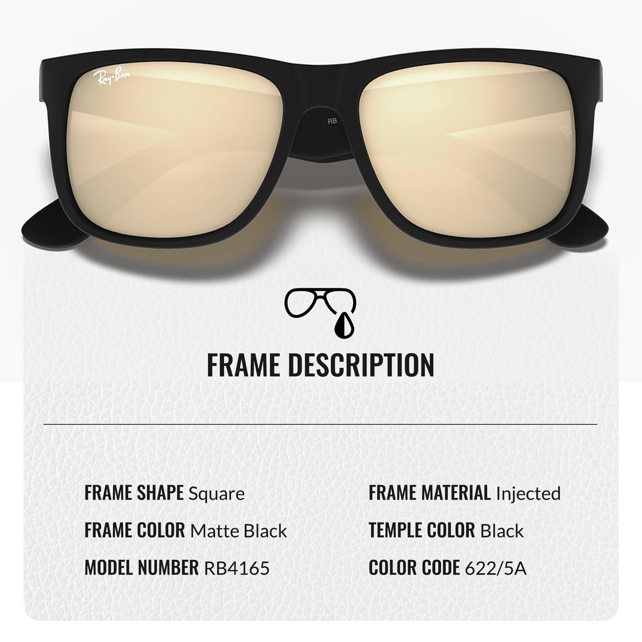 Ray-Ban RB4165 JUSTIN COLOR MIX Square Shaped Non-Polarized Sunglasses for Men – Includes Official RAYBAN Eyewear Kit – Ideal Formal & Casual Wear Sunglasses – Green Gradient Lens