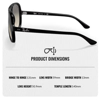 Thumbnail for Ray-Ban RB4125 CATS 5000 CLASSIC Pilot Shaped Non-Polarized Sunglasses for Men – Includes Official RAYBAN Eyewear Kit – Ideal Formal & Casual Wear Sunglasses – Light Grey Gradient Lens