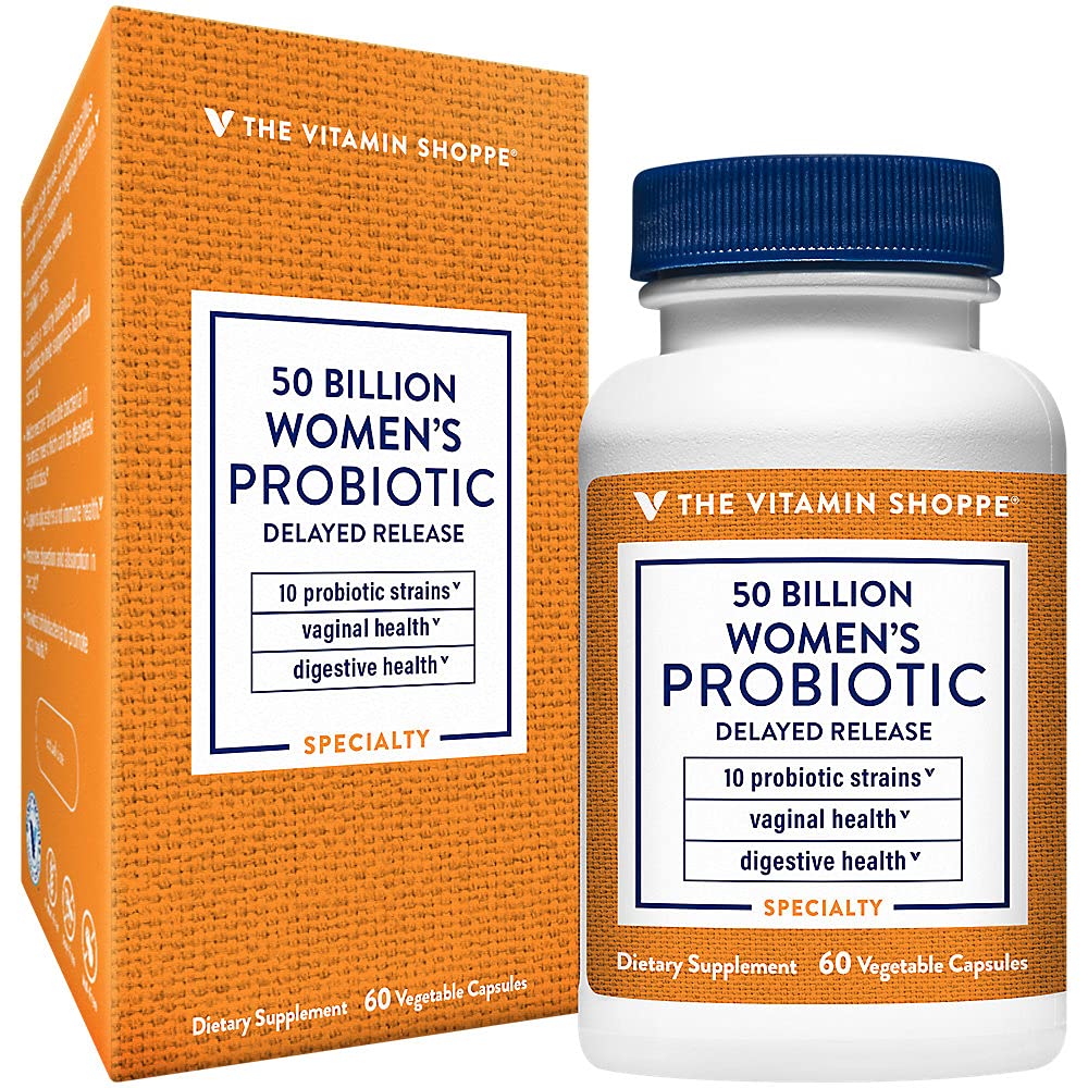 The Vitamin Shoppe Women's Probiotic Delayed Release 50 Billion - with 10 Probiotic Strains to Support Digestive, Immune & Vaginal Health or Yeast Imbalance - Shelf Stable (60 Veggie Caps)