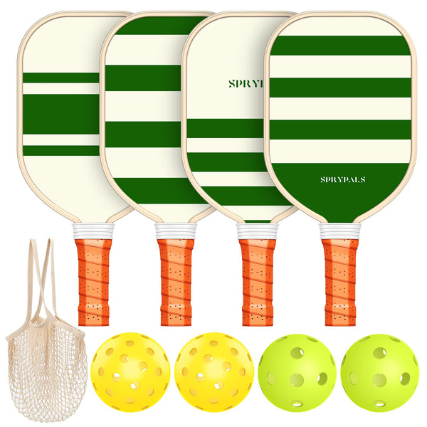Pickleball Paddles Set USAPA Approved, Lightweight and Durable with Unique Design, USAPA Approved Set of 4, 4 Pickleball Balls, Pickleball Bag, Pickleball Paddles (Stripe)