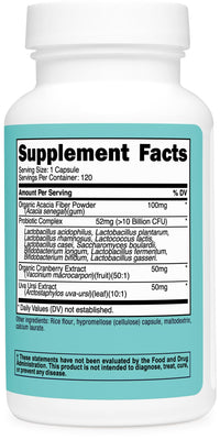Thumbnail for Nutricost Probiotic for Women 10 Billion CFU, 120 Capsules - Complex with Acacia Fiber, Uva Ursi & Cranberry Extract, Non-GMO & Gluten Free