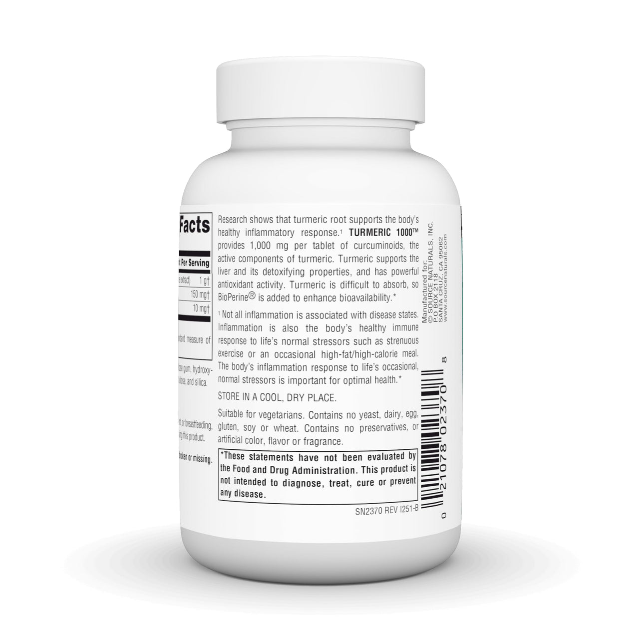 Source Naturals Turmeric 1000, Supports the Bodyâ€™s Healthy Inflammatory Response*, 1,000mg - 60 Tablets