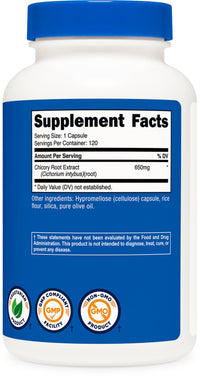 Thumbnail for Nutricost Chicory Root 650mg Per Capsule - 120 Plant-Based Capsules, Non-GMO, Gluten Free