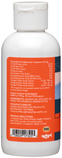Thumbnail for Alaska Naturals – Wild Alaska Salmon Oil Formula Cat Food Topper – EPA and DHA Omega-3 - Supplement for Cats Healthy Skin, Shiny Coat – Made in The USA – 4 oz Bottle