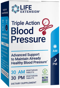 Thumbnail for Life Extension Triple Action Blood Pressure, Heart Health Supplement, quercetin, stevia Extract, melatonin, Morning and Night Support, Gluten-Free, Non-GMO, Vegetarian, 60 Tablets