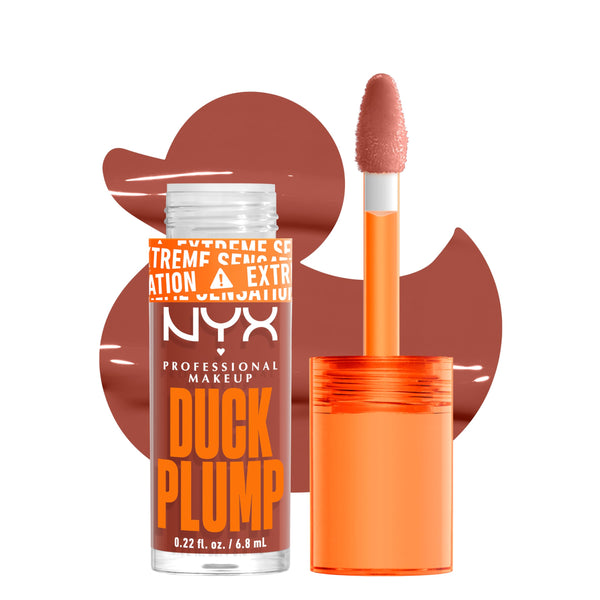 NYX PROFESSIONAL MAKEUP Duck Plump High Pigment Lip Gloss, Lip Plumper Gloss with Spicy Ginger - Brown Of Applause