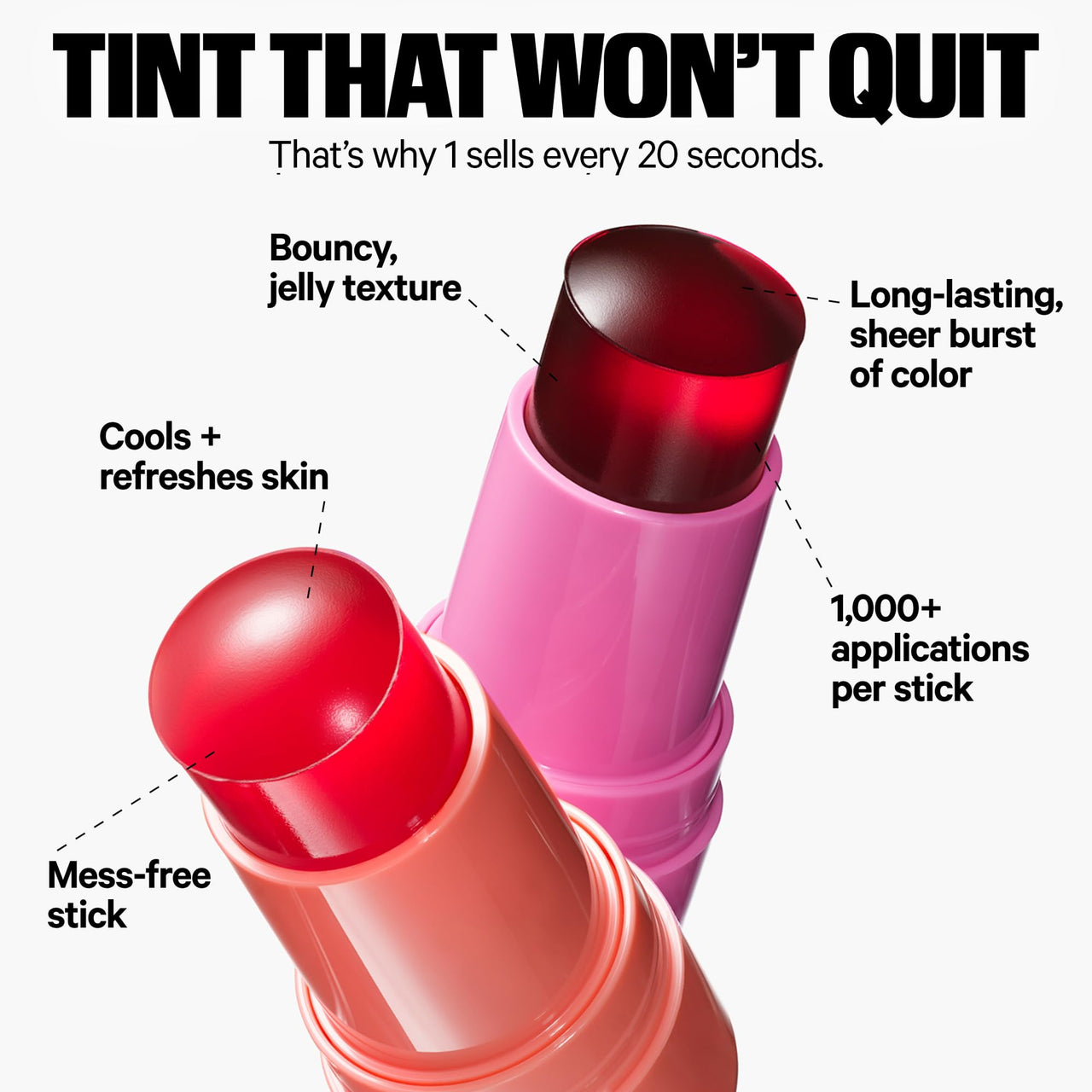 Milk Makeup Cooling Water Jelly Tint – Long-Lasting Sheer Lip + Cheek Stain with Firming Vegan Collagen + Hydrating Aloe – Transfer Proof, Buildable Lip Tint + Blush – Splash (Berry), 0.17 oz