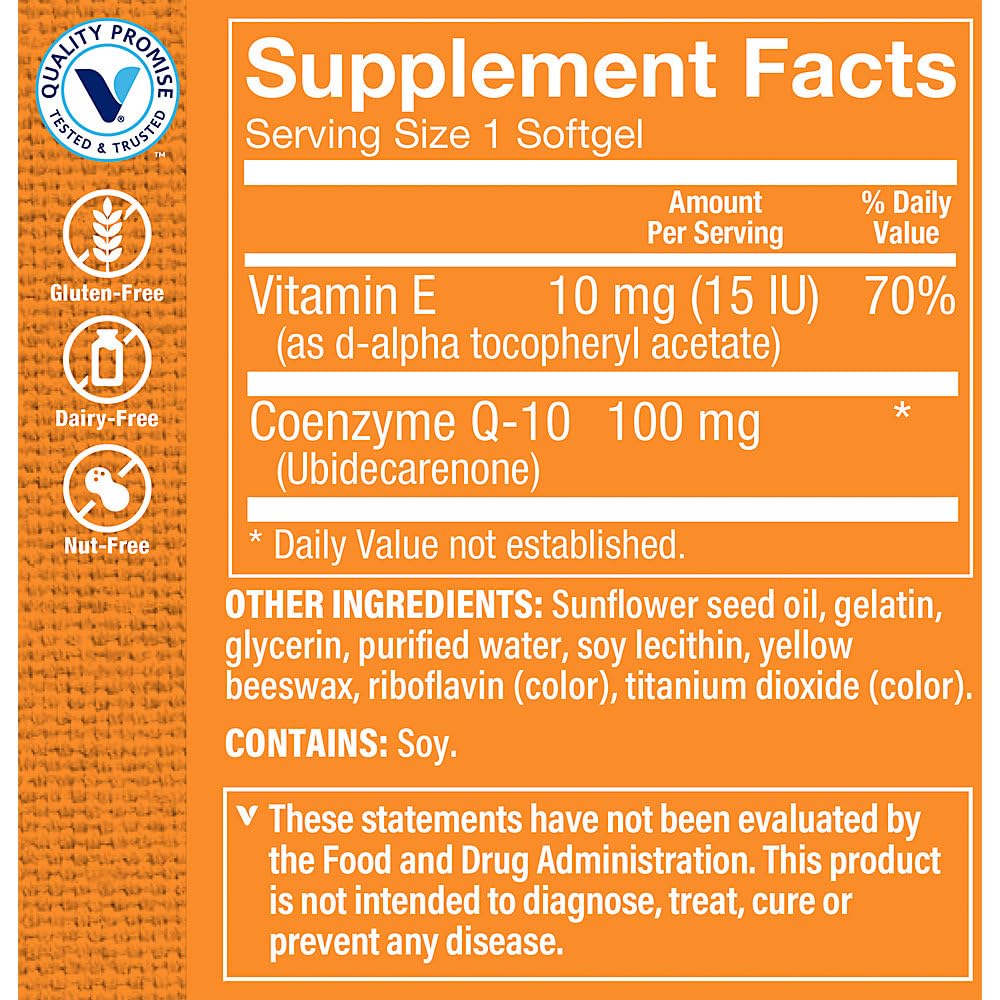 The Vitamin Shoppe CoQ-10 100mg Beneficial for Those Taking (120 Softgels)