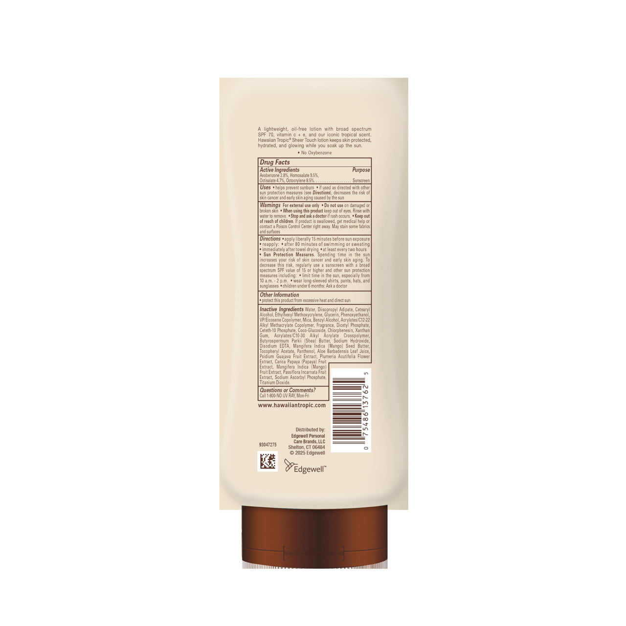 Hawaiian Tropic Sheer Touch Lotion Sunscreen SPF 70, 8 Fl Oz | Broad Spectrum, Oxybenzone Free, Sunblock Lotion, Hawaiian Tropic Sunscreen SPF 70, 8 Fl Oz
