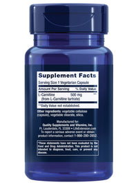 Thumbnail for Life Extension L-Carnitine – 500 mg, Energy Supplement, Memory Supplement – Free Form Amino Acid, Nitric Oxide Support, Healthy Blood Pressure – Gluten-Free, Non-GMO, Vegetarian – 30 Capsules