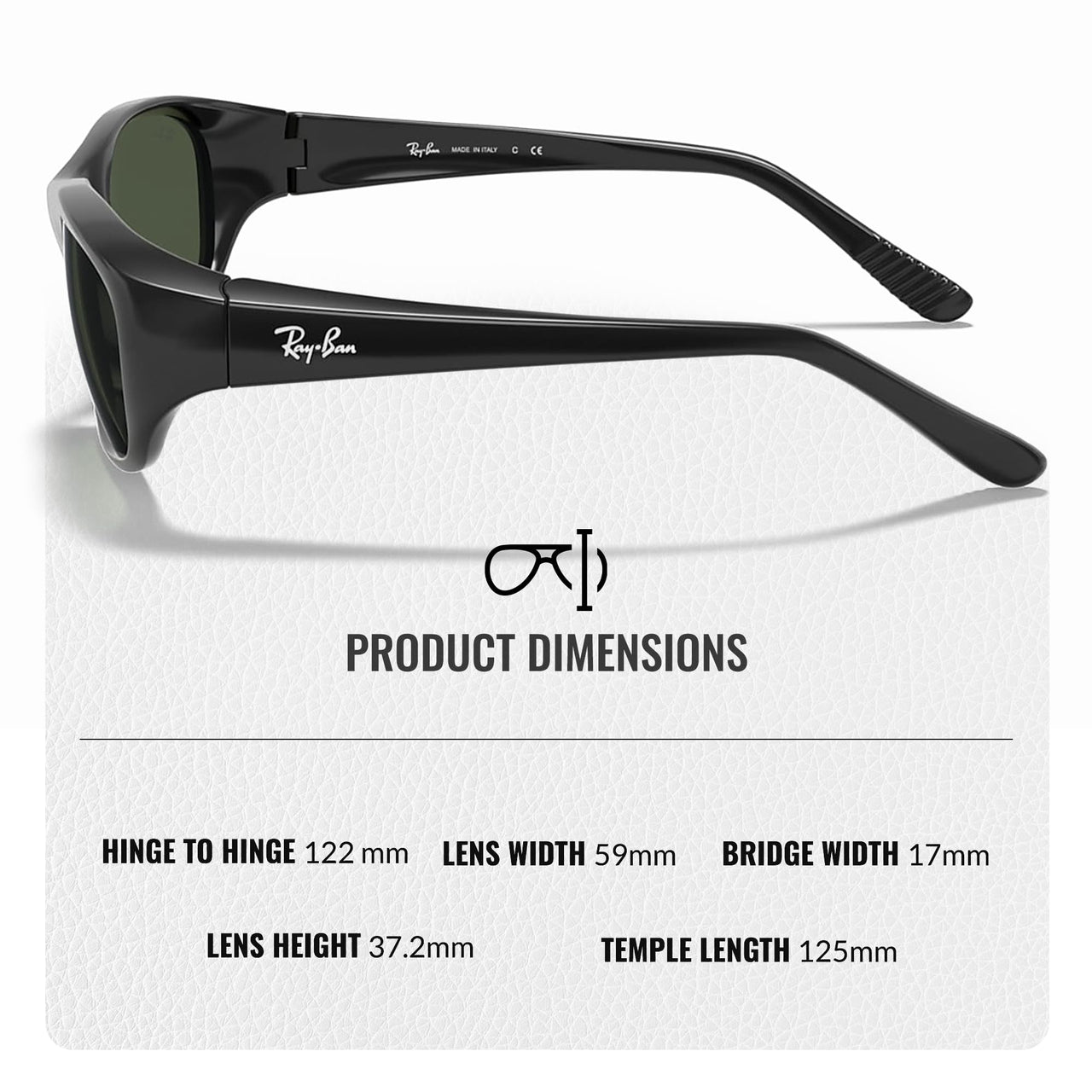 Ray-Ban RB2016 DADDY-O II Rectangle Sunglasses With Eyewear Kit Bundle - High Bridge Fit - Ideal Formal and Casual Wear Retro Sunglasses